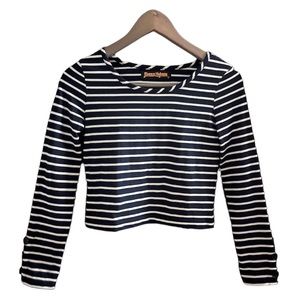 Princess Highway Blue & White Striped Crop Top